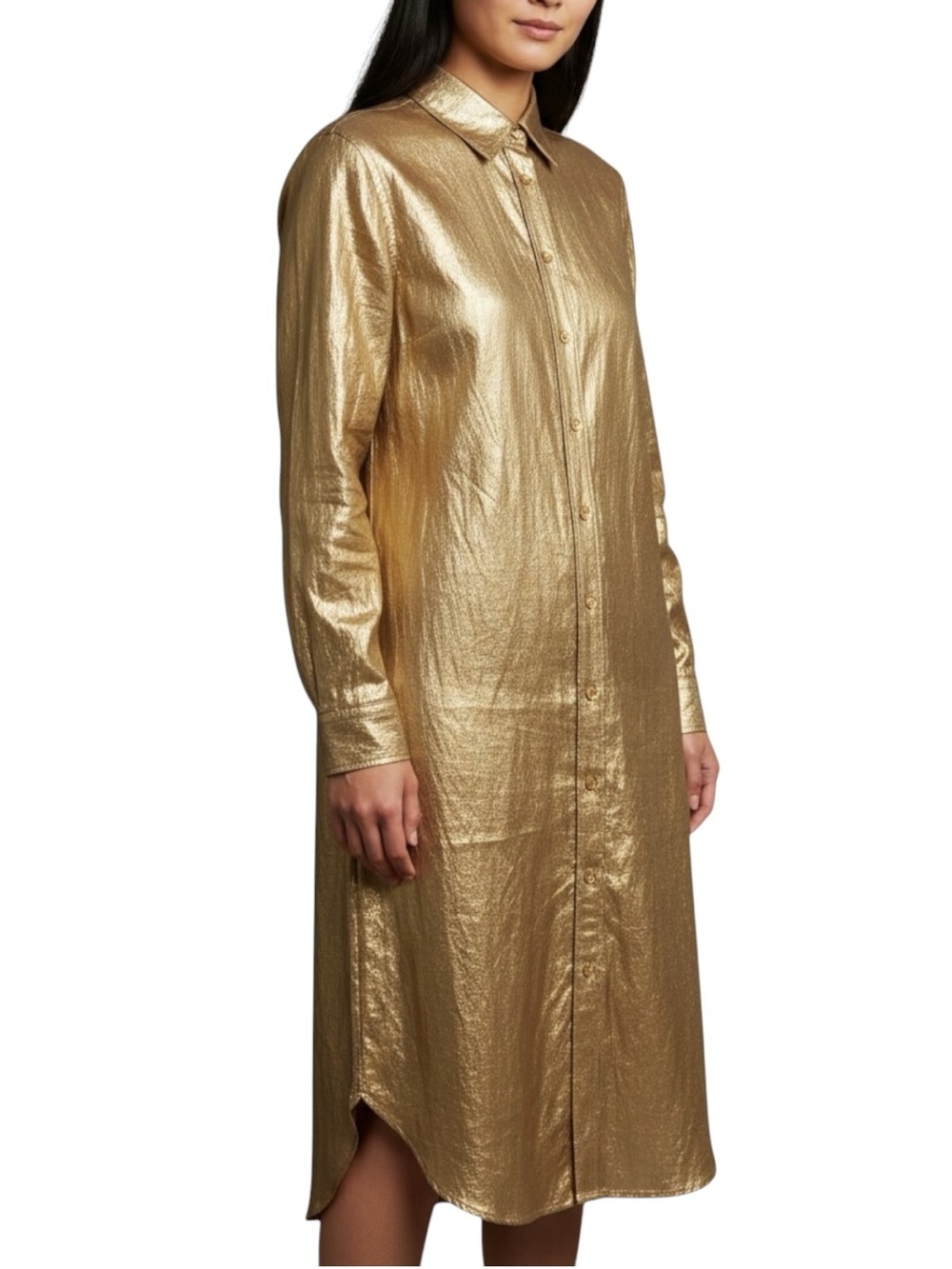Ralph Lauren Metallic Linen Shirt Dress